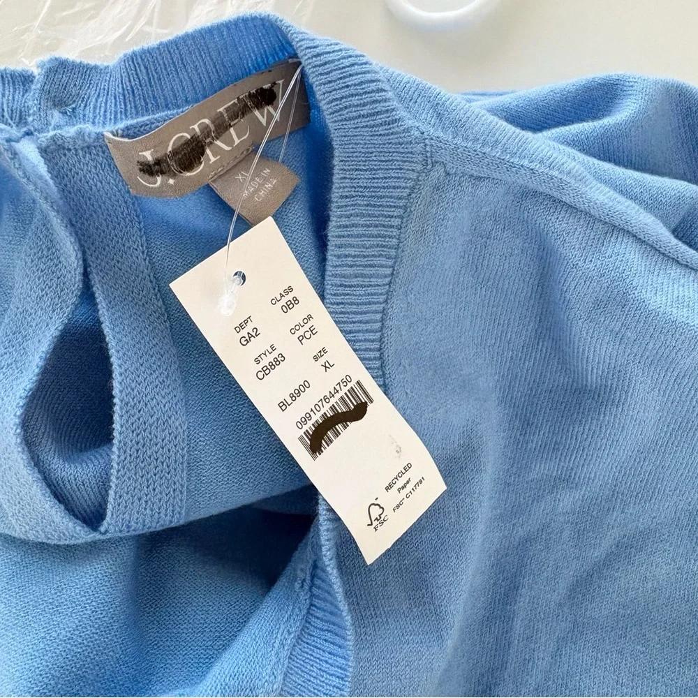 NWT J. Crew Featherweight Cashmere-blend Cropped Sweater Shell Bellflower Blue